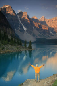 Man on lake